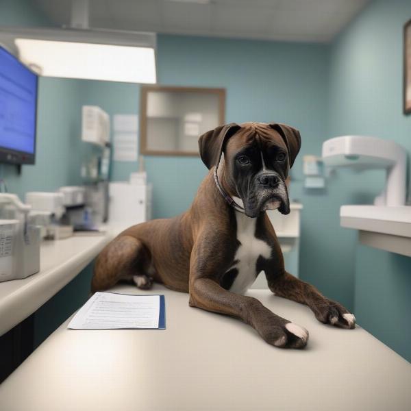 Dark Boxer Dog Receiving Veterinary Care