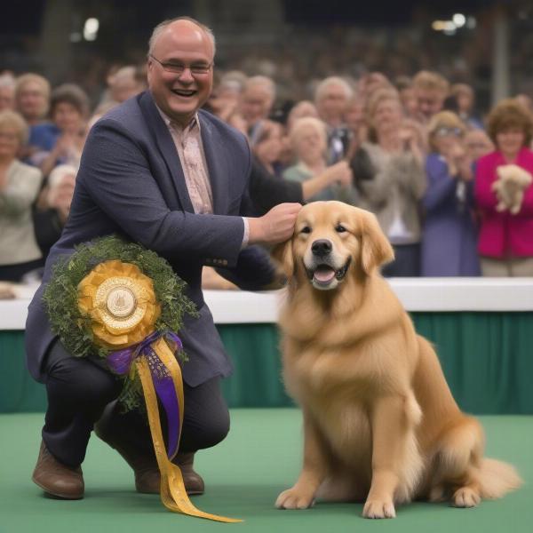 David Sombach capturing the moment a dog is awarded Best in Show.