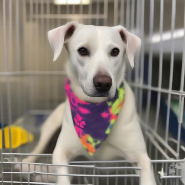 Deaf dog waiting for adoption at a shelter