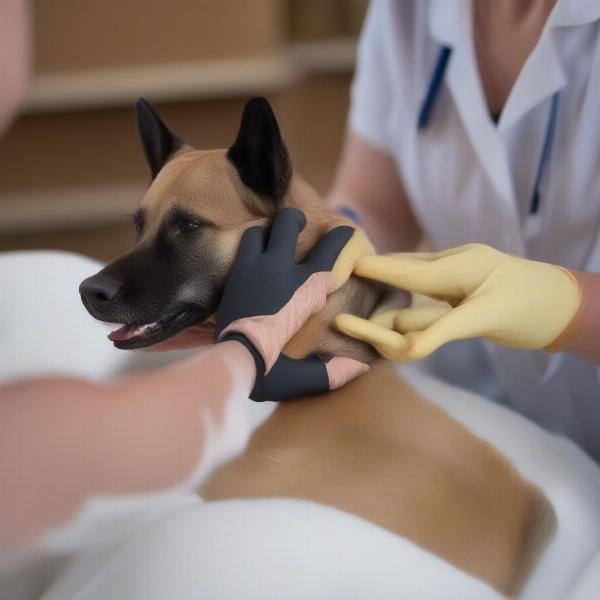 Applying Dermalone Ointment to a Dog