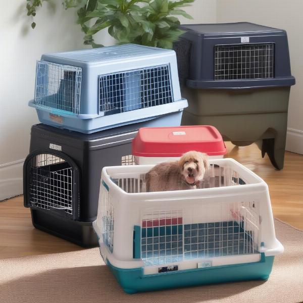 Various dog crate materials: wire, plastic, fabric