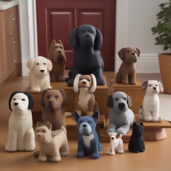 Different Dog Breeds as Door Stops