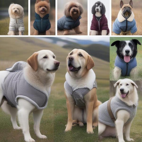 Different styles of sherpa dog jackets