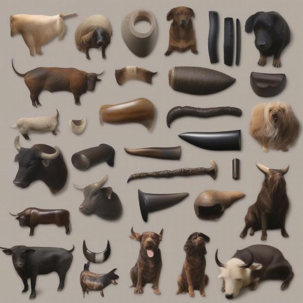 Various sizes of water buffalo horn chews for dogs