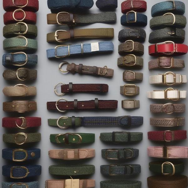 Various tweed dog collar styles and designs