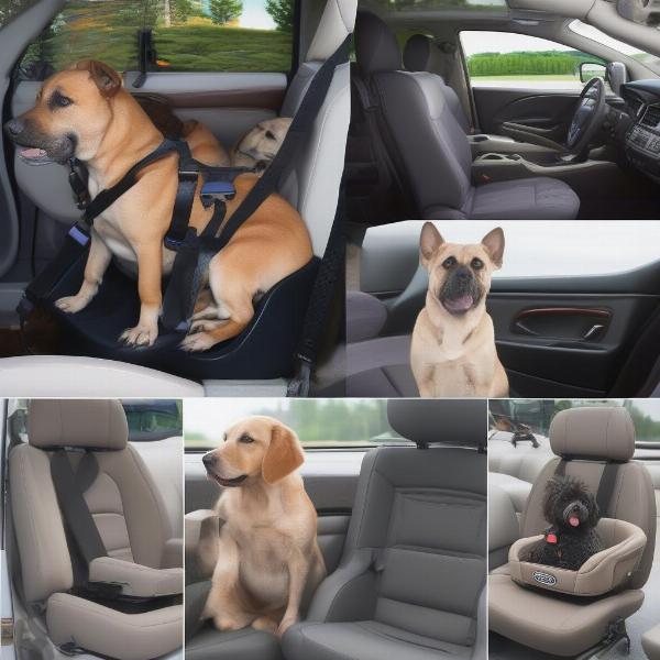 Various dog console car seats designed for different dog sizes.