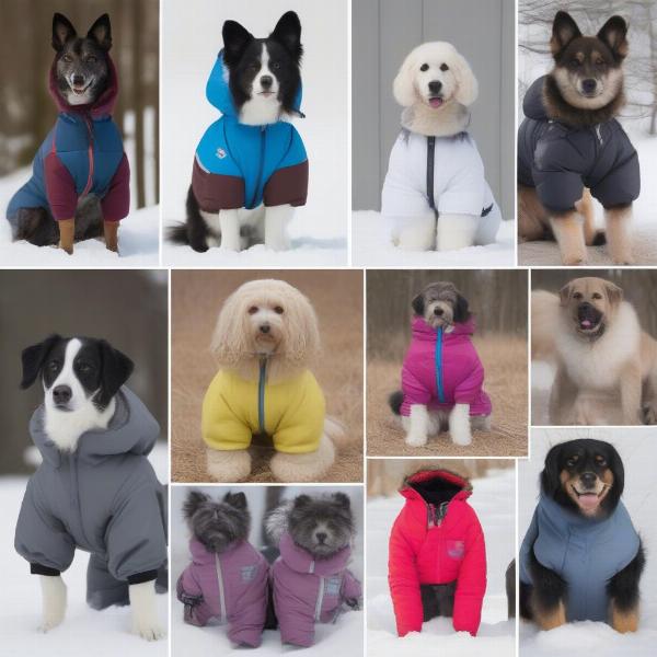 Different types of dog snowsuits