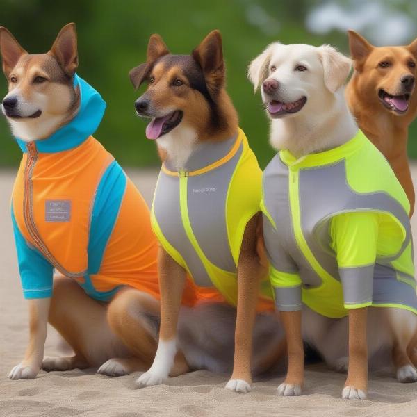 Different types of dog sunscreen shirts