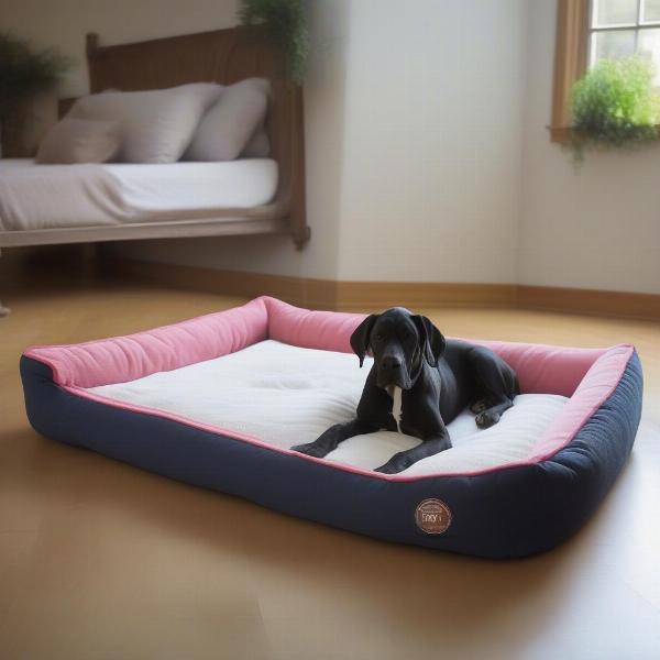 Variety of dog beds suitable for Great Danes including orthopedic, bolster, and mat beds