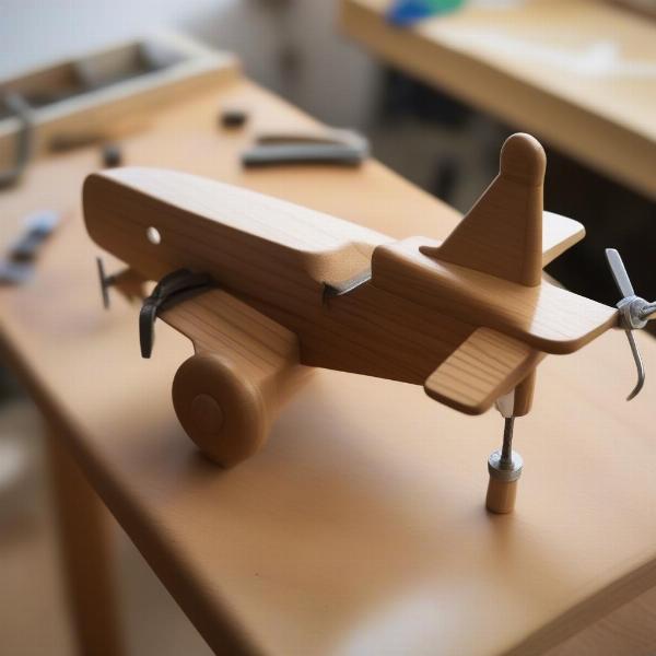 A homemade bench dog plane made from scrap wood.