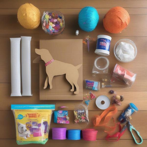 Gathering materials to make a DIY dog pinata