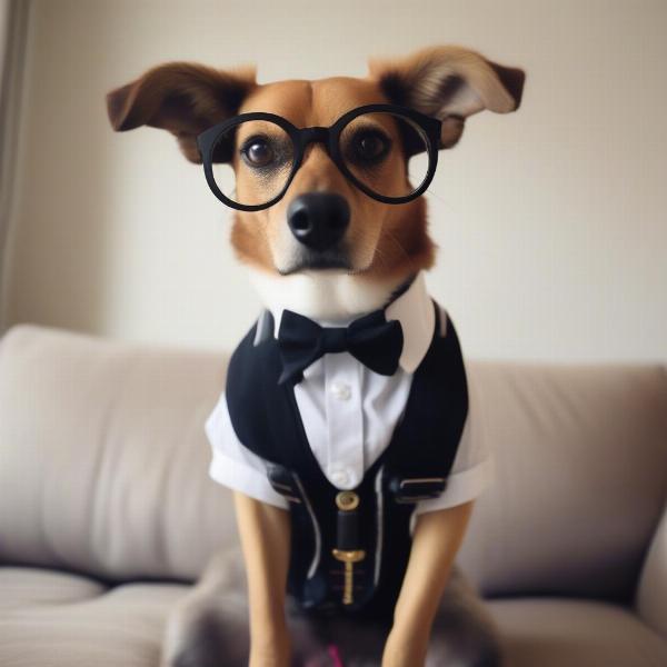 DIY Nerd Dog Costume