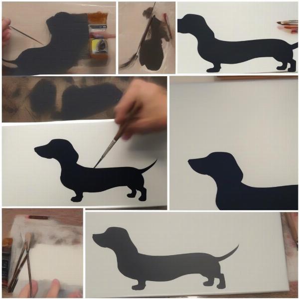 DIY wiener dog art - painting a dachshund silhouette