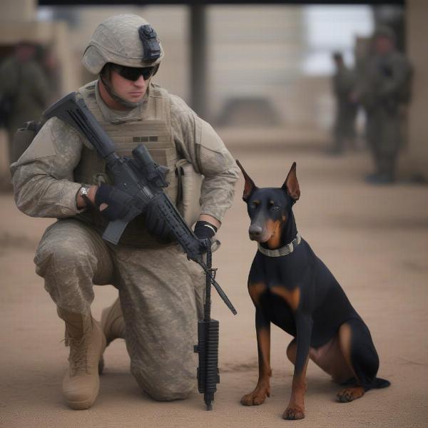 Doberman Pinscher in a modern military role