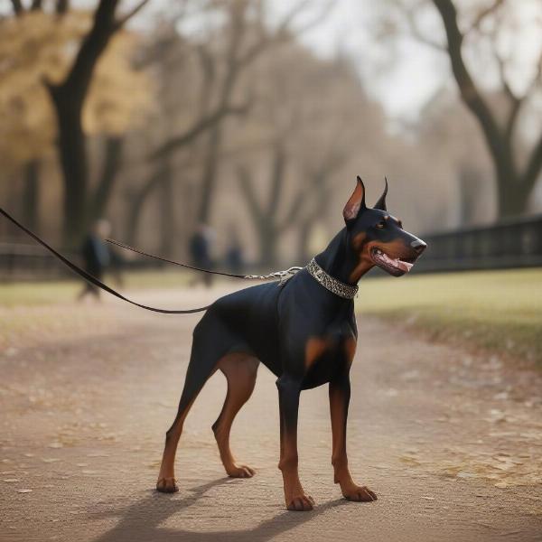 Doberman wearing a martingale collar