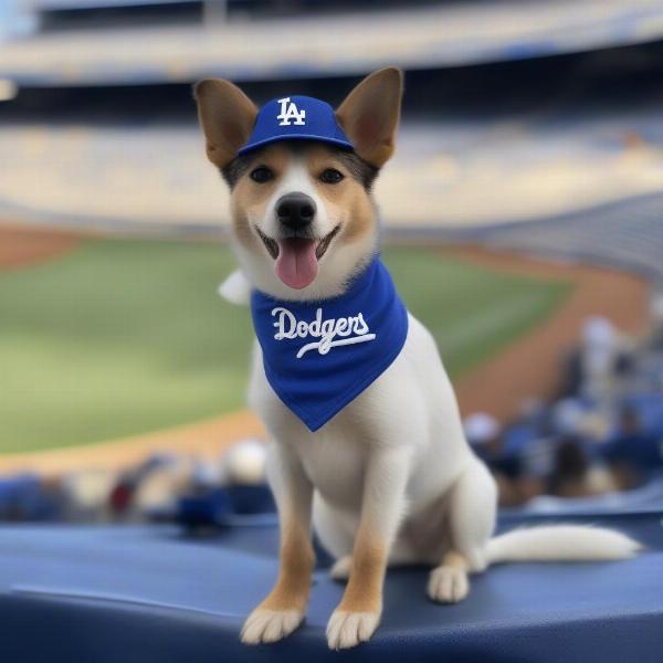 Dodger Dog Wearing a Bandana