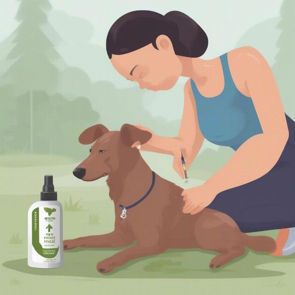 Applying Tick Preventative Treatment to a Dog