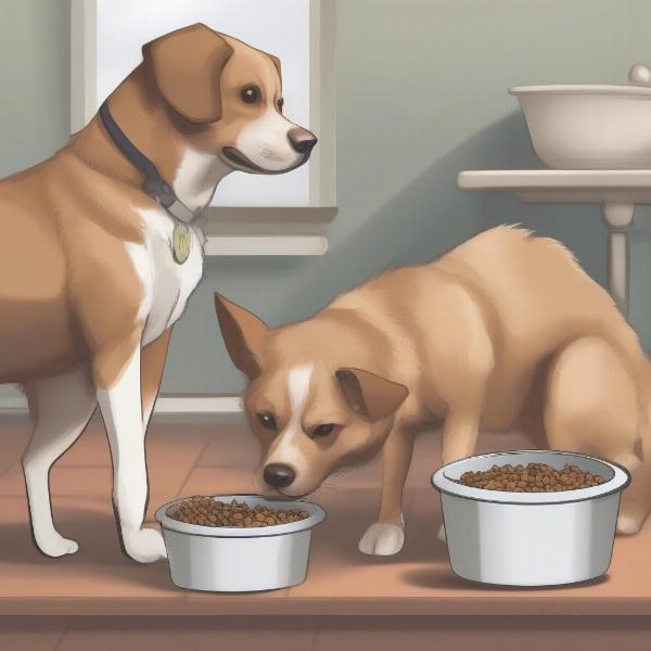 Dog and Cat Sharing Food