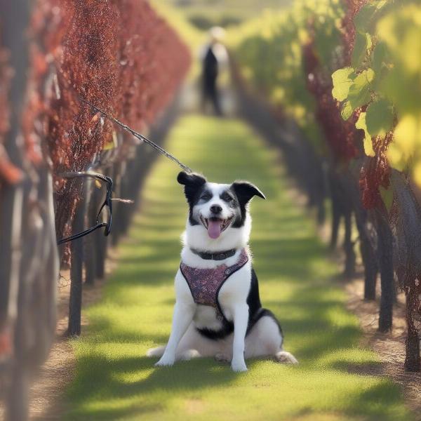 Dog enjoying the scenery at a Margaret River winery