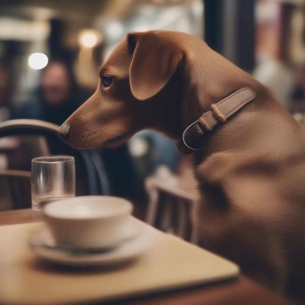 A well-behaved dog at a restaurant in Portrush