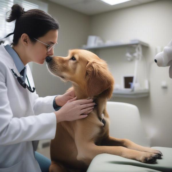 Dog Being Examined by a Veterinarian