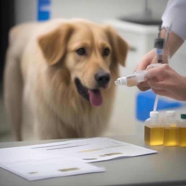 Dog at vet checkup