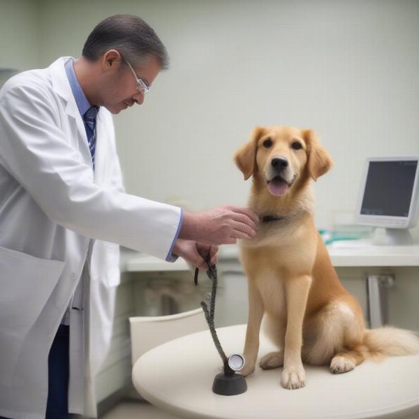 Dog being examined by a veterinarian