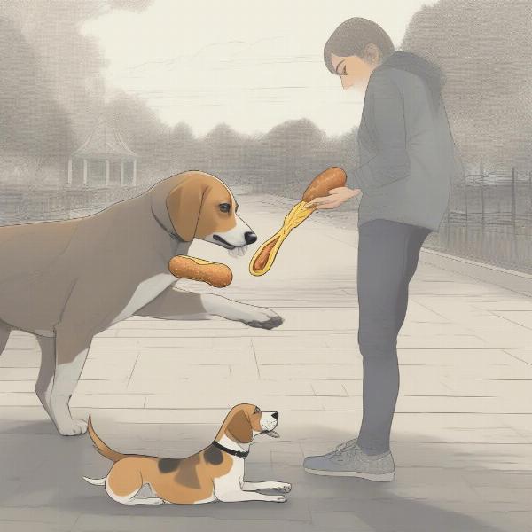 Dog Avoiding Corn Dog