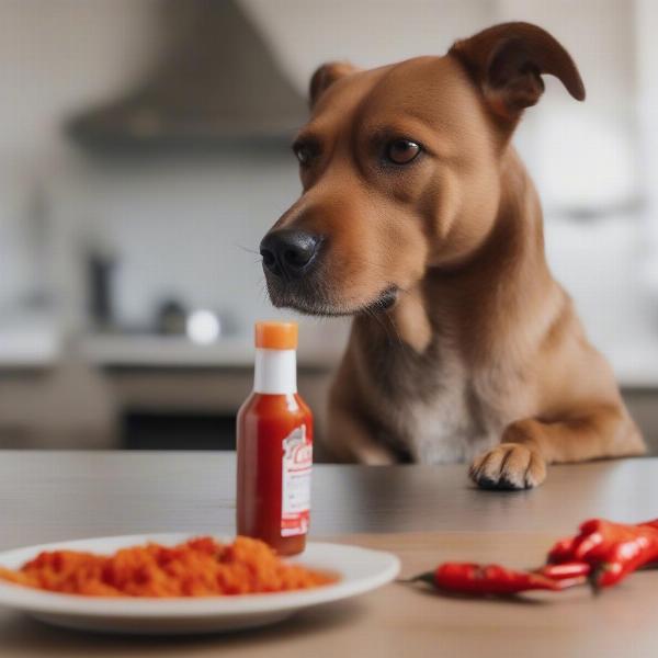 Dog Avoiding Spicy Food