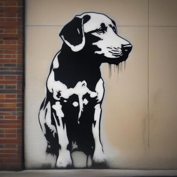 Dog in Banksy Stencil Art Style