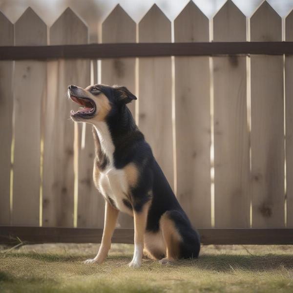 Dog barking behind a fence