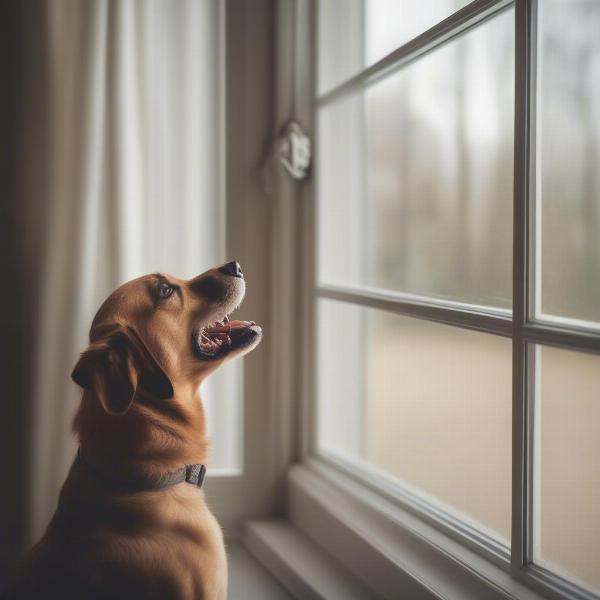 Dog barking at the window