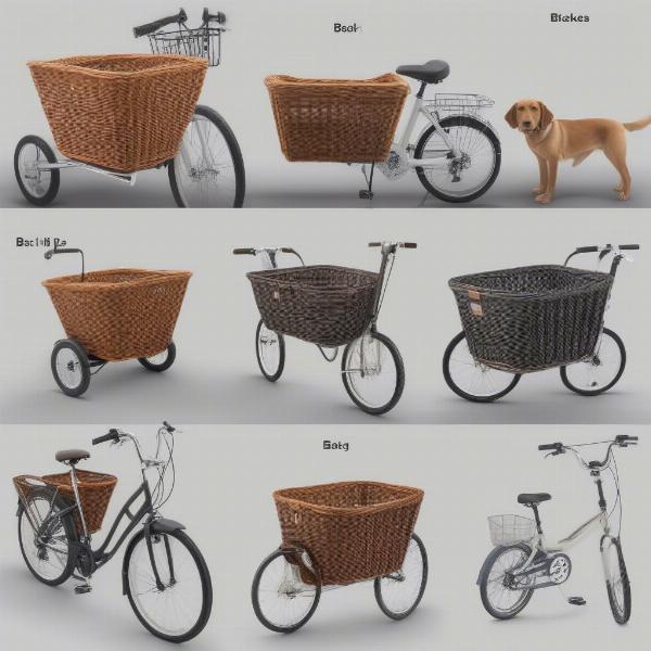 Different types of dog bike baskets for various dog breeds