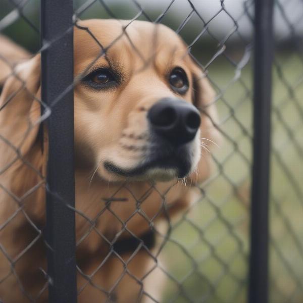 A dog safely contained behind a fence