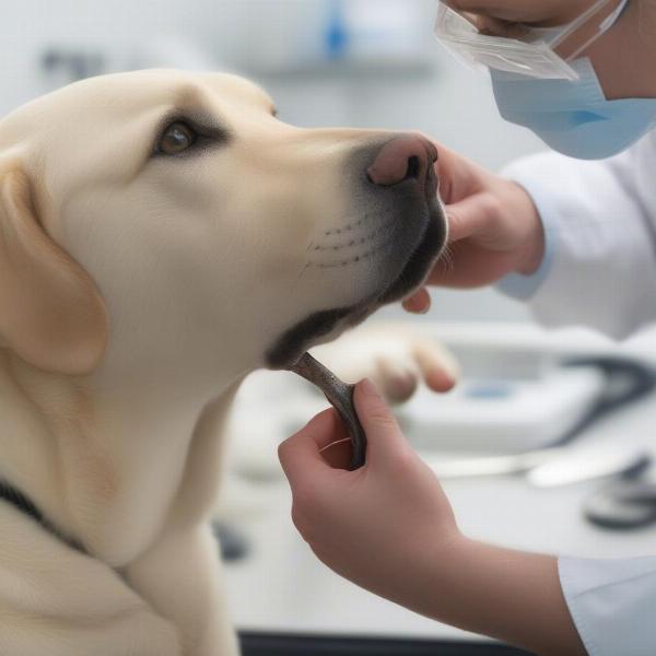 Dog being examined by a veterinarian