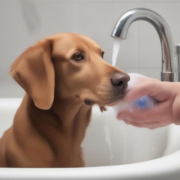 Washing a Dog with Adams Shampoo