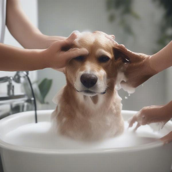 Dog Being Washed with Buddy Wash