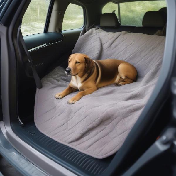 Dog blanket protecting car seat