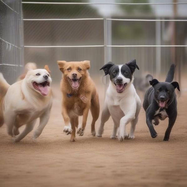 Dogs Enjoying Playtime at a Midland TX Boarding Facility