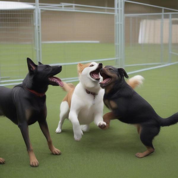 Dog Playtime at Boarding Facility