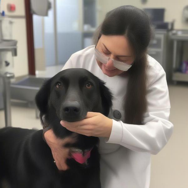 Dog with special needs receiving care at a Port Moody boarding facility