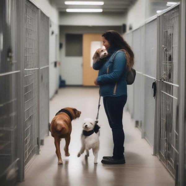 Taking a tour of a dog boarding facility in Pueblo