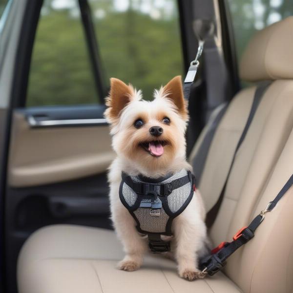 Dog Car Seatbelt Tether in Action