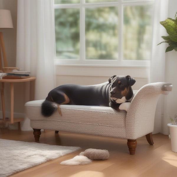 Placement and maintenance of a dog chaise lounge