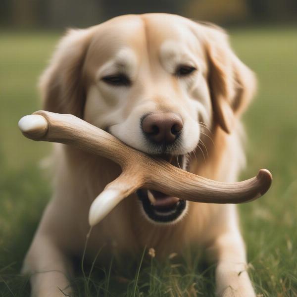 Dog Chewing Antler