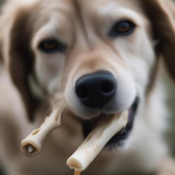 Dog Chewing Rabbit Bone