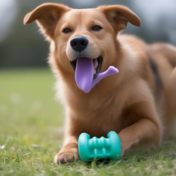 Dog Chewing on a Toy