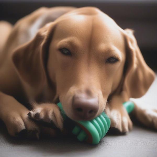 Dog Chewing on a Toy