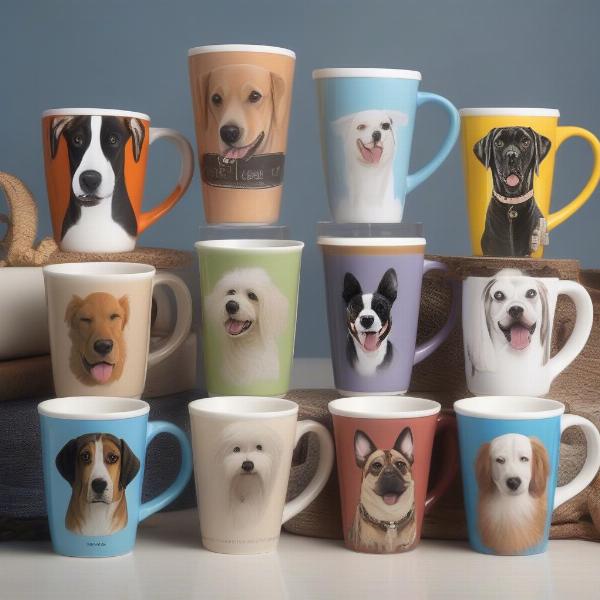 Variety of dog coffee cups