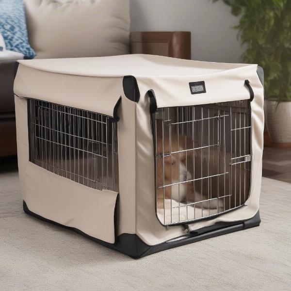 Dog crate cover with summer ventilation